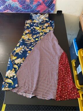MELLODAY Navy, Yellow & Red Patchwork Maxi Dress for Girls